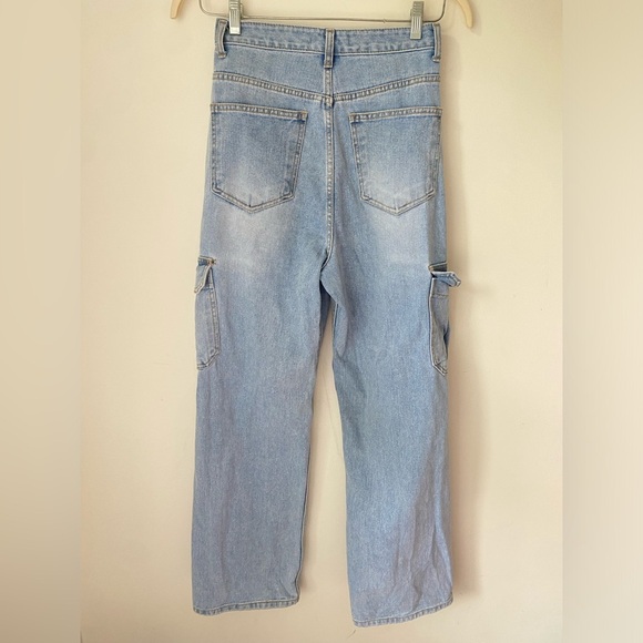 The Frankie Shop Pants Women’s Small Jeans Kai Cargo Denim Pants Worn Wash - Picture 5 of 13